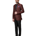 Timeless Maroon Textured Tuxedo Jacket - Sophisticated Style in Sizes S to XL | Jaipurio